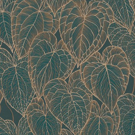 Papier peint nature Profhome 781281 papier peint intissé gaufré à chaud texturé avec des ornements floraux subtilement chatoyant brun vert or 5,33 m2