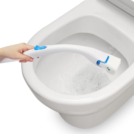 Spazzolini per WC usa e getta, kit per la pulizia del WC con testine di ricambio usa e getta, spazzolino per WC flessibile con supporto, supporto per spazzolino per WC da appoggio o a parete per una p