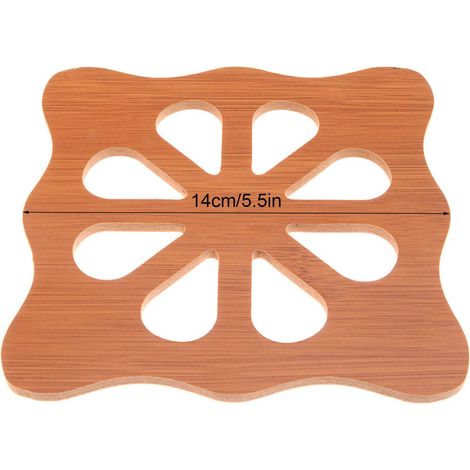 Sous-verre en bois épais anti-dérapant pour cuisine, protection contre la chaleur - Motif prunier d'hiver - 9.5 cm (1/2)