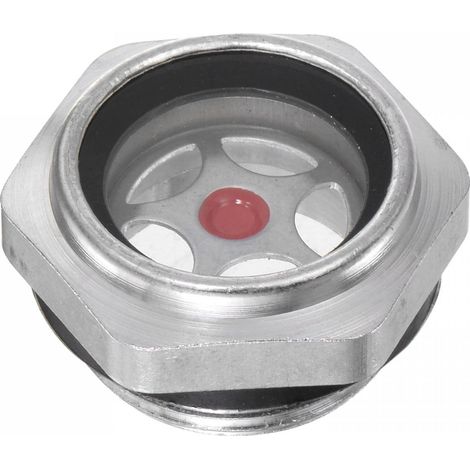 sourcing map Air Compresseur Huile Niveau Jauge Vision Verre M26x1,5mm Mâle Fileté Aluminium Liquide Indicateur Vision Fenêtre (1/5)