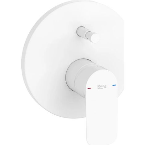 ROCA Mitigeur bain/douche CALA à encastrer avec inverseur, corps d'encastrement inclus, Blanc Mat (1/2)
