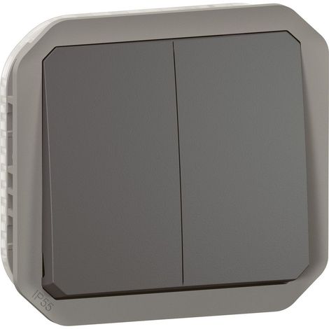 Legrand - Double interrupteur/Va-et-vient ou poussoir Plexo composable - Anthracite (1/4)