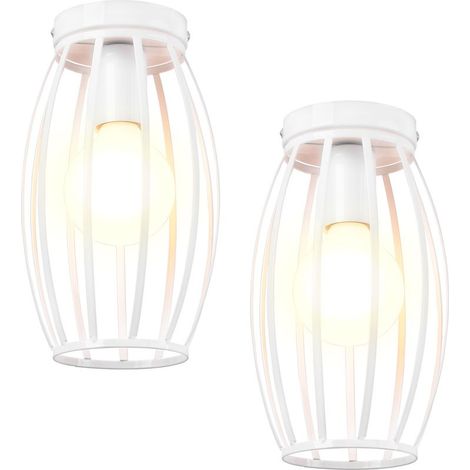 2PCS Plafonnier En Fer Métallique Lampe De Plafond Vintage Moderne Luminaire Plafonnier D'Intérieur Blanc Rétro, Pour Salon, Chambre À Coucher (1/5)