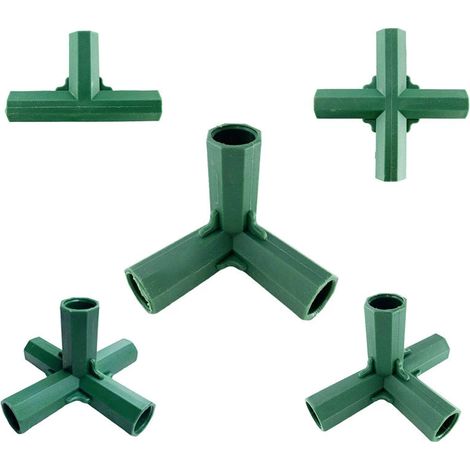 Connecteur pour Tuteur de Jardin 16 mm Raccord Plastique 3 Voies 4 Voies 5 Voies pour Serre Support de Plantes et Structure Jardin