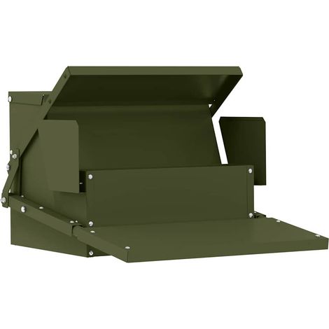 Chicken Treadle Feeder Olive Green 50 x 40 x 29 cm vidaXL