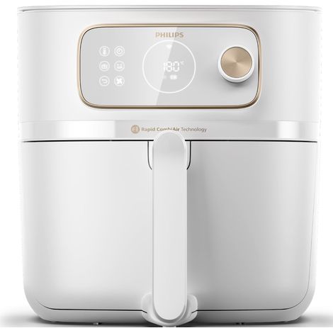 Philips Airfryer Combi 7000 Series XXL - Friggitrice ad Aria 8,3L (2kg), Airfryer 22-in-1, Connessa al WiFi, con il 99% di Grassi in Meno e Rapid CombiAir, App HomeID, Bianco (HD9876/20)