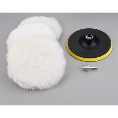 Disque de polissage auto-adhésif 3 pouces – Lot de 5 tampons en éponge à laine pour nettoyage et finition automobile (1/4)