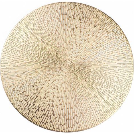 Lot de 6 sets de table ronds en vinyle métallisé doré creux de 38 cm, lavables, faciles à nettoyer, antidérapants, résistants à la chaleur pour décoration de table de mariage (1/4)