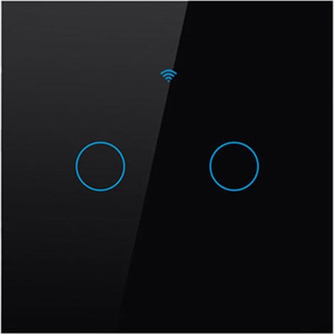Interrupteur intelligent WiFi bipolaire unipolaire noir, compatible avec Alexa, interrupteur tactile mural double WiFi, contrôlable via l'application Tuya/Smart Life, modèles universels monophasés et (1/5)