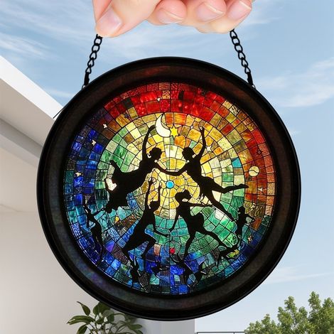 25 cm Décoration vitrail attrape-soleil oiseau fleurs, panneau fenêtre suspendu, cadeau femme anniversaire (1/5)