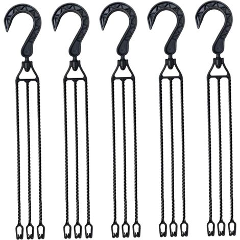 Crochets pour paniers suspendus, 5 pivotants pots de fleurs 40 cm, chaîne en plastique avec 3 (1/5)