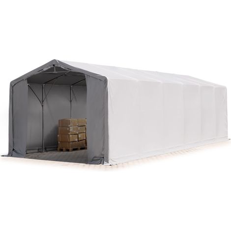TOOLPORT Carpa almacén 6x12 m carpa industrial con 3m de altura lateral aprox. 550g/m² Lona PVC 100% impermeable gris