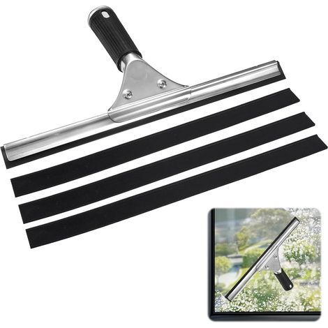 Raclette Vitre Professionnelle 35 CM, Acier Inoxydable Mouilleur avec 3 Caoutchoucs Remplacement, Aquablade pour Carrelage, Fenêtres, Salle de Bain (1/5)