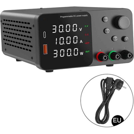 WANPTEK Alimentation CC variable 30 V 10 A Banc avec affichage LED à 4 chiffres Bouton de réglage de l'encodeur de commutation réglable Bouton d'activation/désactivation de sortie (1/5)