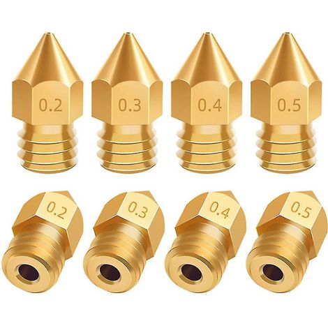 5/10 1,75 mm MK8 Messing-Extrusionsdüsen für Anet A8, A8plus, Creality Ender 3, 3s Pro V2 und CR10 3D-Drucker (Extrusionsdurchmesser: 0,2-1,0-0,4 mm). (1/4)