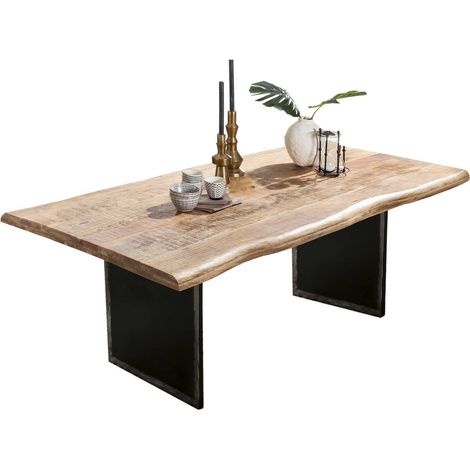 Table de Salle à Manger en Bois de Manguier et Métal Style Industriel 220x100 cm - PANGIVO (1/4)