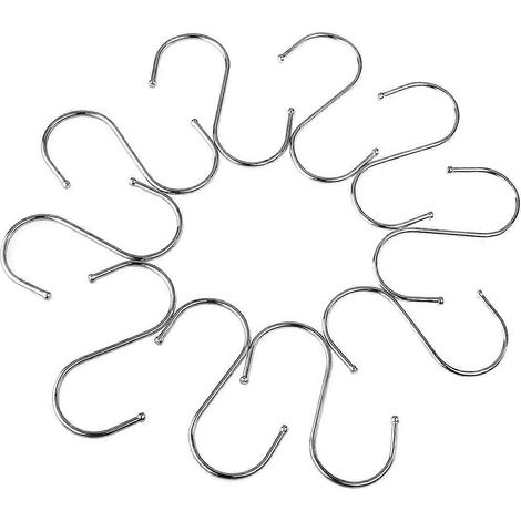 PIXNOR Lot de 10 crochets de suspension en acier inoxydable antirouille en forme de S - Taille L (Argent)-L