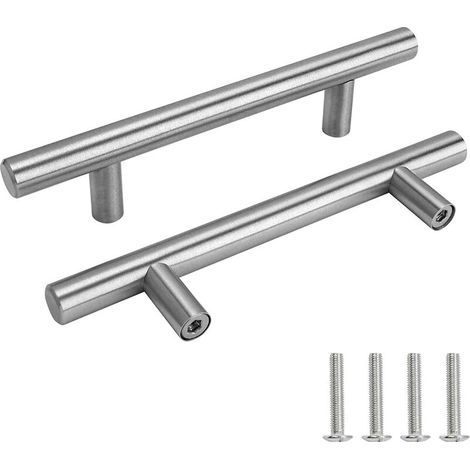 [JAMAIS UTILISÉ]Poignée de meuble 2 poignées de porte en acier inoxydable avec poignées de meuble vissées (argent, entraxe des trous : 192 mm) (1/5)