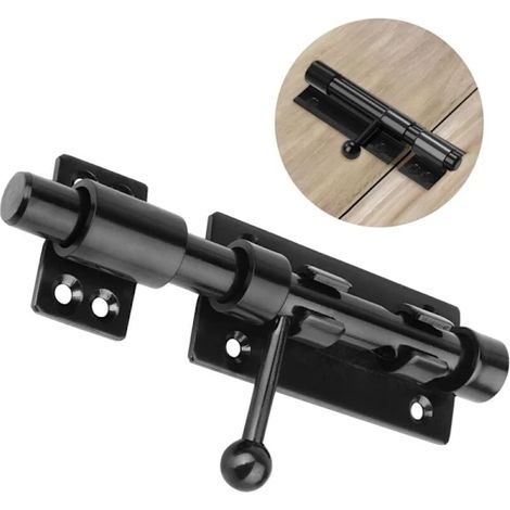 Filiyano-Serrure robuste pour porte coulissante, 15 cm (160 mm), en acier inoxydable noir mat. (1/5)