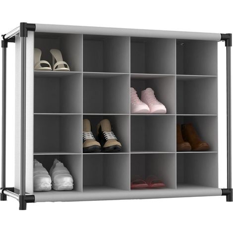 Organizador de Zapatos con 4 Baldas y 16 Compartimentos Negro/Gri (1/5)
