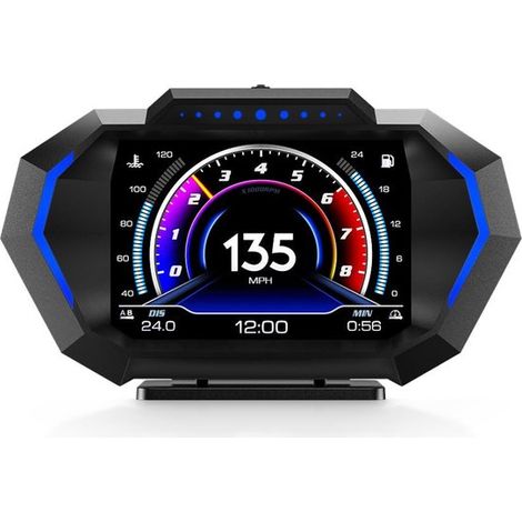Pantalla de visualización frontal (Head-Up Display) - Velocímetro del coche - Información de conducción - Sistema dual GPS OBD2 (1/5)