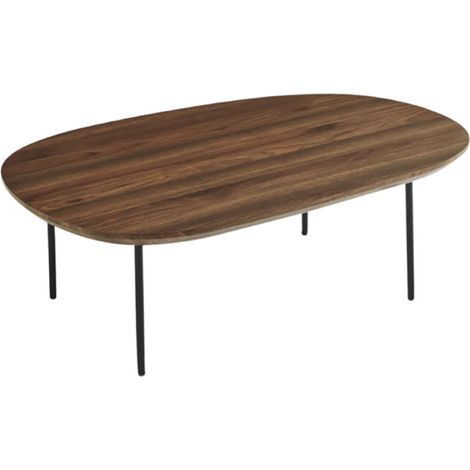 Tavolino con piano sagomato in legno Tek e base in metallo - FLUX Large (1/4)