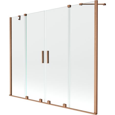 Paroi de baignoire coulissante 2 volets Mexen Velar Duo 190 x 150 cm, transparent, cuivre brossé - 896-190-000-02-65 (1/5)