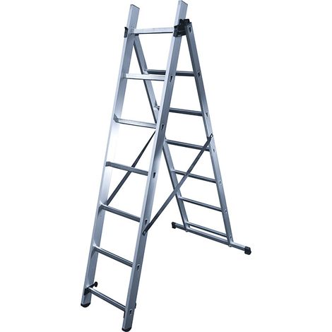Echelle transformable 2 plans 2x7 échelons 3,1m/4m en aluminium Hailo Hobby (1/5)