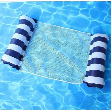 Bleu foncéBouée gonflable en filet, hamac aquatique pliable de 125 à 70 cm, matelas de piscine multifonction pour adultes (1/4)
