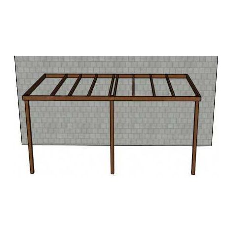 Sud Bois – Carport adossé en douglas traité naturel 3m x 5m – Structure légère pour 1 voiture – Poteaux 90x90mm, hauteur 2.4m