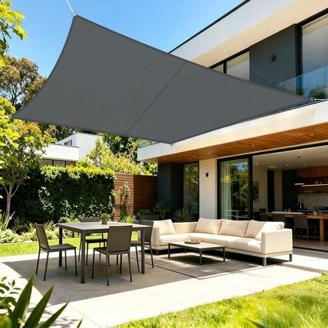 Voile d'ombrage Rectangulaire 5x5m imperméable Anti-UV 95% Toile d'ombrage en PES résistant,Protection Solaire et Coupe-Vent,Idéale pour jardin,terrasse ou balcon.Anthracite (1/5)