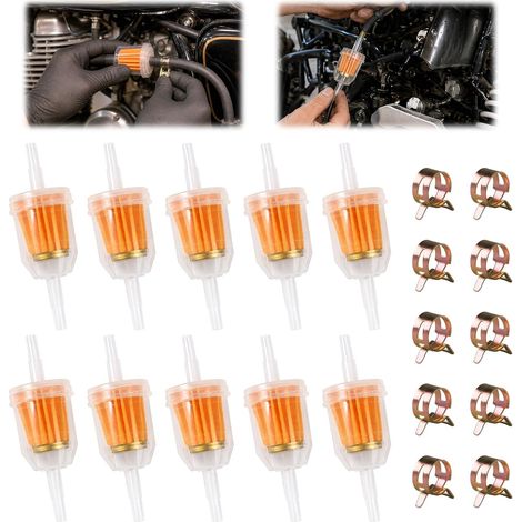 10 Pièces Filtre a Essence Tracteur Tondeuse 8mm/6mm, Filtre a Essence Moto (1/5)