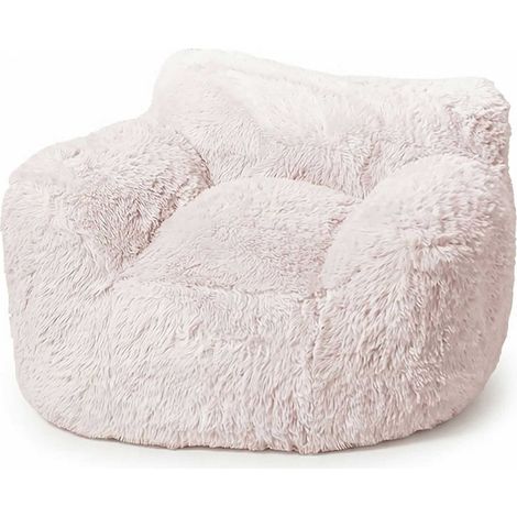 Lounge Sessel cremeweiß mit Armlehnen 104 x 96 cm - Plüsch - XL Sitzsack beige mit Schaumstoff Füllung