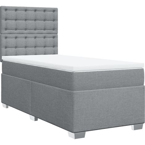 Maison Exclusive - Sommier à lattes de lit et matelas Gris clair 90x190 cm Tissu (1/5)