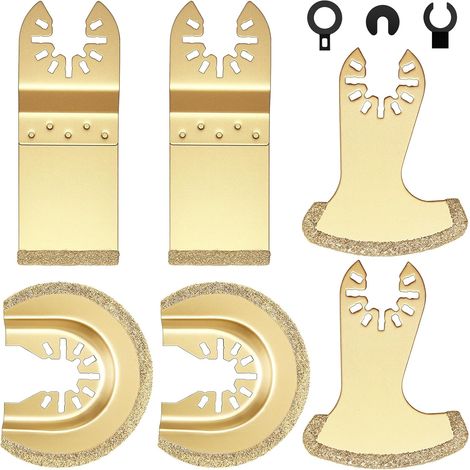 Kit 6 Lames Scie Multi-Outils Carbure, Accessoires Outil Oscillant Carrelage Maçonnerie Compatible Ryobi Dremel Dewalt Rockwell Makita Carrelage et Maçonnerie, Outil Oscillant, Compatible Rockwell, 6 (1/5)