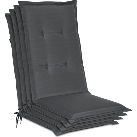 Beautissu Set de 4 Matelas Coussin pour Chaise Fauteuil de Jardin terrasse Loft HL 120x50x6 cm Graphite (1/5)