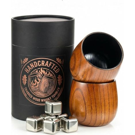 Wood Whisky Glasses - Handmade Old-Fashioned/Bourbon Glasses - Shatterproof Gift for Men and Lovers (1/5)