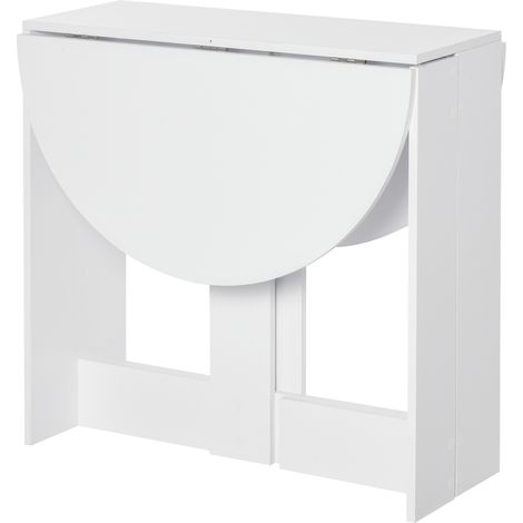 GagaTable pliable de cuisine salle à manger 2 abattants - table ovale extensible - 104L x 76l x 73,7H cm en bois blanc (1/5)