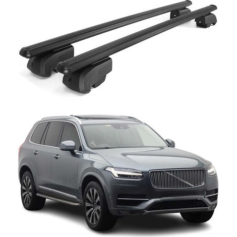 OMAC Barres de toit en aluminium pour Volvo XC90 II 2015-2026 – City Crash – ISO/PAS 11154:2006 – Antivol inclus – Charge max 75 kg – 2 barres Noir (1/4)