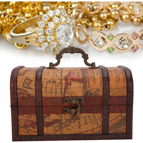 Boîte à Bijoux en Bois Vintage - Écrin de Collection Décoratif Antipoussière (Modèle Carte Jaune) (1/5)