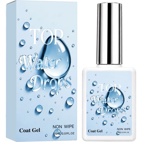 Gel top coat effet goutte d'eau, effet 3D, transparence cristalline, polyvalent, convient à toutes les couleurs de base, superposable, 15 ml (1/5)