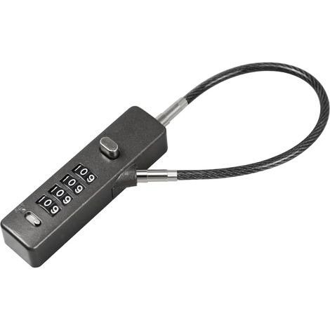 Verrouillage de câble combiné - Tailles polyvalentes 12"/24"/48", Code à 4 chiffres réinitialisable, Corde en acier robuste - Sécurité durable Noir