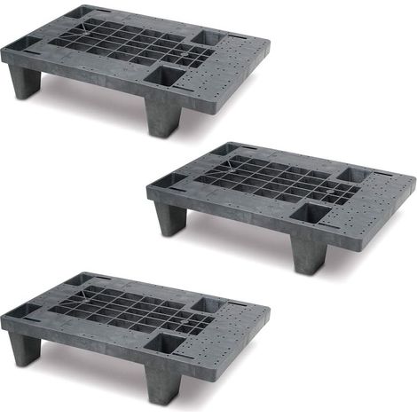 BRB 3 Leichtpalette im viertel Euromaß, LxBxH 600x400x155 mm, Deckfläche durchbrochen, schwarz,