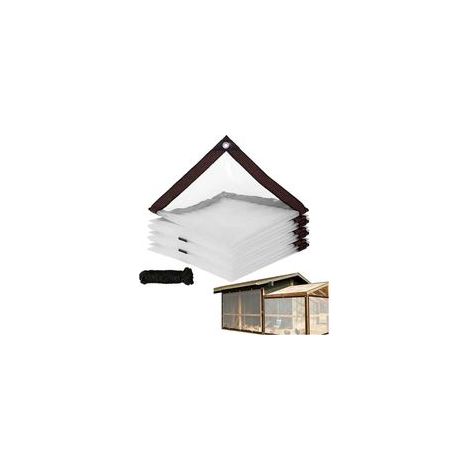 Bâche de protection transparente 2x2m – Imperméable en vinyle avec œillets – Pour chantiers, camping, protection des plantes et poulaillers