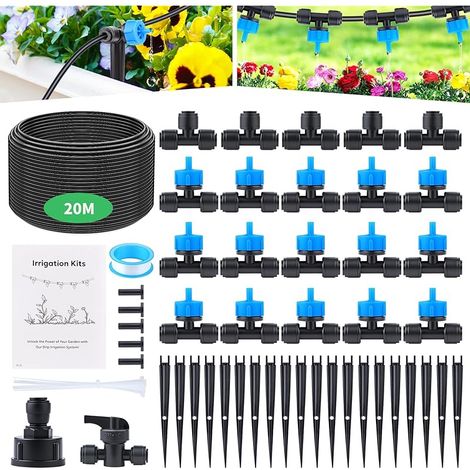 Système D'irrigation Jardin 60PCS Irrigation Goutte à Goutte Kit [20M Tuyaux D'irrigation] kit Arrosage Goutte à Goutte à Pression Équilibrée pour Jardin pelouse Serre Plantes (1/5)