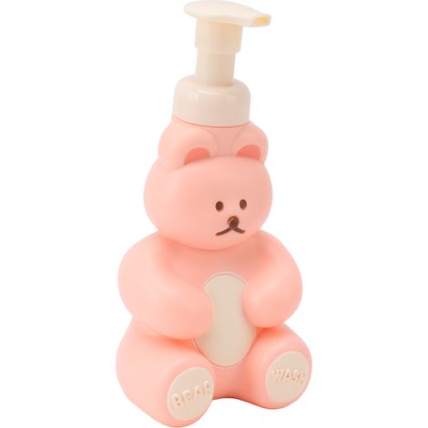 Flacon distributeur vide de savon liquide pour les mains, shampoing et après-shampoing, flacon pompe pour se laver les mains, en forme d'ourson rose, petit format. (1/5)