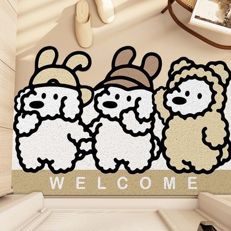 Ede Cercle à broder en soie « Chien détective » 50 x 80 cm Tapis de sol bouclé résistant et durable à l'usure, à motifs d'animaux de dessin animé, découpable, grattant la boue et enlevant la saleté, t (1/4)