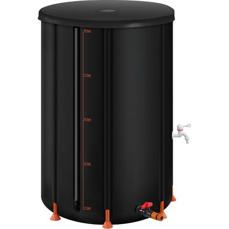 Récupérateur d'eau de pluie pliable 380 L, réservoir portable de collecte d'eau de pluie en PVC 1000D, cuve de stockage pour jardin avec robinet et trop-plein, noir (1/5)