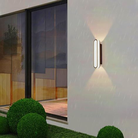 Applique murale d'extérieur LED moderne noire, longue, étanche IP65, en métal et aluminium (lumière chaude, 18 cm) (1/4)