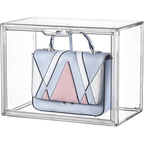 Boîte de Stockage Transparente à Grande Capacité Anti-Poussière avec Ouverture Frontale - Dimensions: 36x22x27cm - pour Livres, Jouets et Sacs